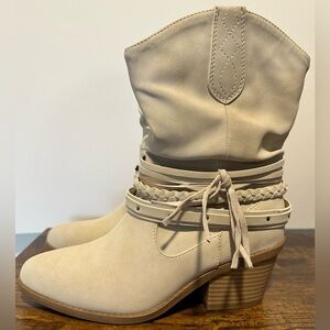 Pop Womens Bone Bryson Stacked Heel Cowboy Boots NWT Size 6